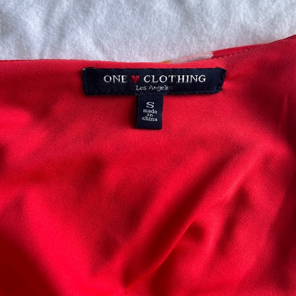 One Clothing Los Angeles Red Floral Print Wrap Midi Dress | Size Small - Picture 4 of 4